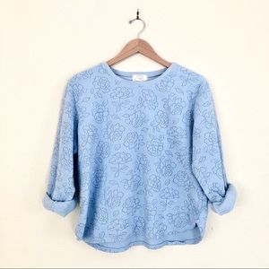 OSCAR DE LA RENTA Rose Embossed Terry Sweatshirt